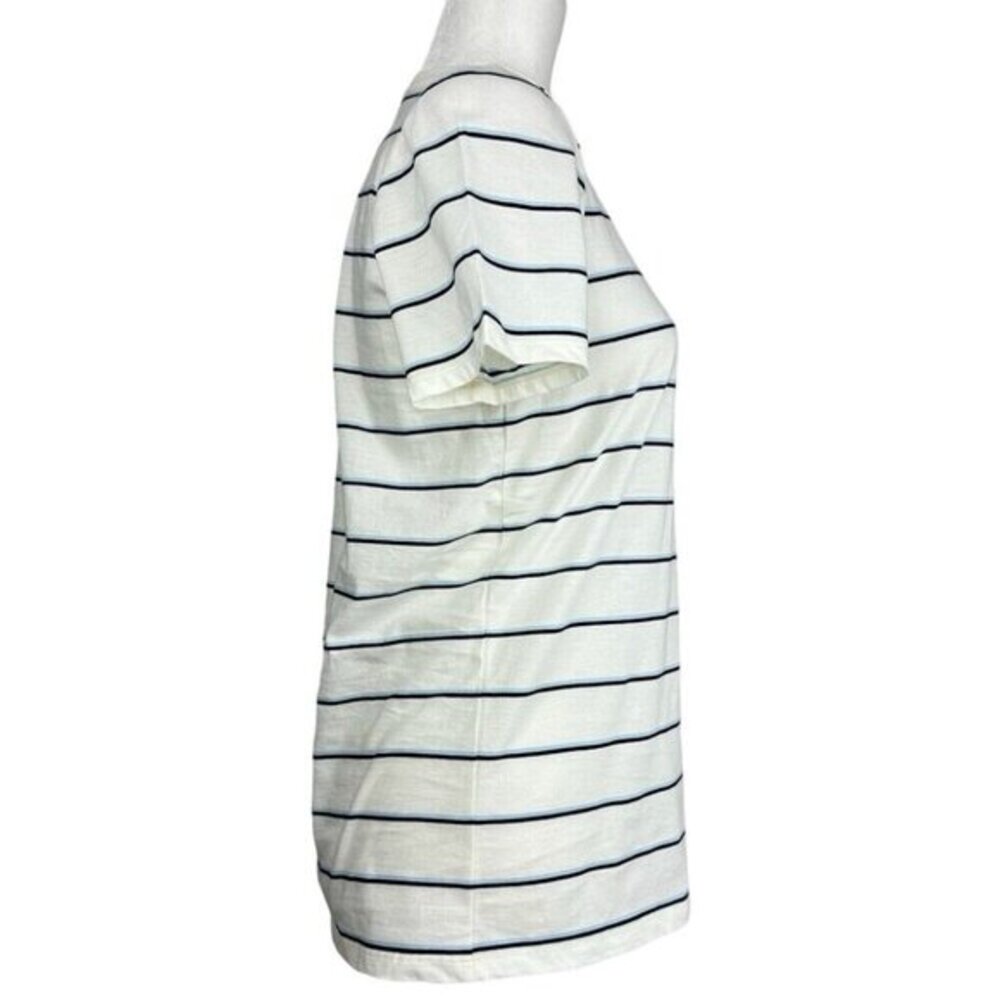 Everlane Organic Cotton Striped Crew T-Shirt White Blue Black M F-T-OCTN-CR-SS - Picture 2 of 12